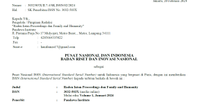 Raden Intan Proceedings dan Family and Humanity menerima International Standard Serial Number (ISSN)